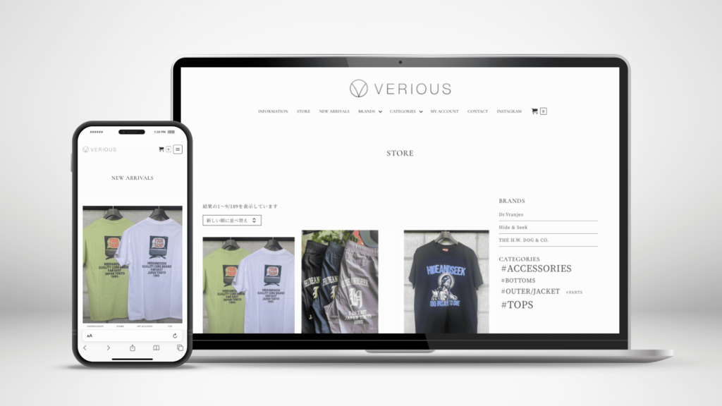 キャッシュレス決済&POSレジ「Square」を導入した、セレクトショップVERIOUS様のオンラインストア、
